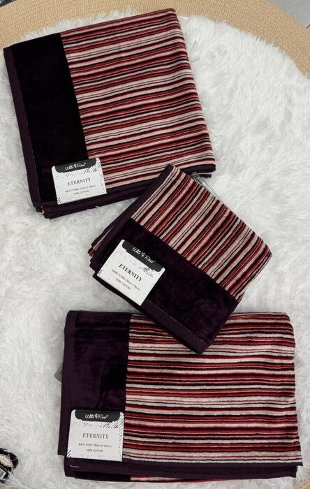 Eternity striped cotton bath towel and bath sheet set